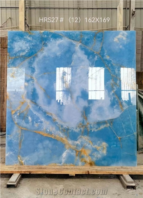Natural Luxury Blue Onyx Slabs Ocean Blue Onyx Tile