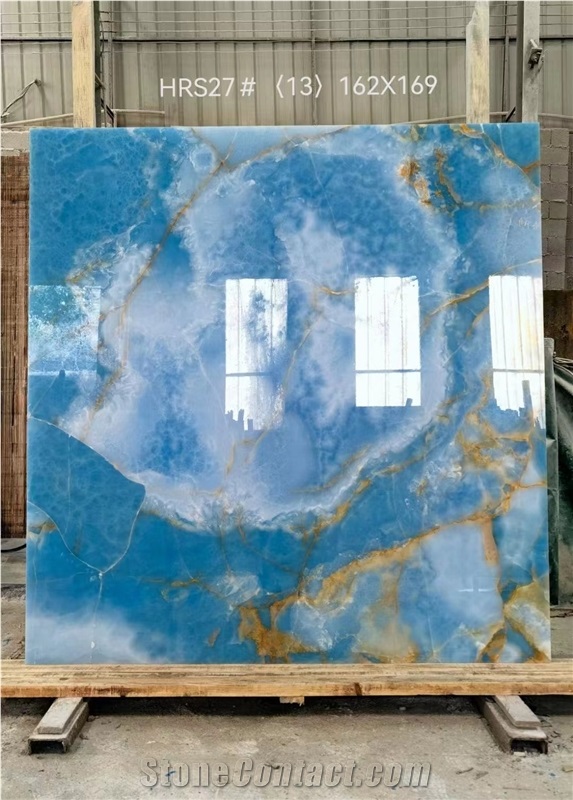 Natural Luxury Blue Onyx Slabs Ocean Blue Onyx Tile