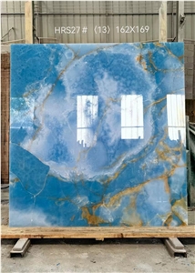 Natural Luxury Blue Onyx Slabs Ocean Blue Onyx Tile