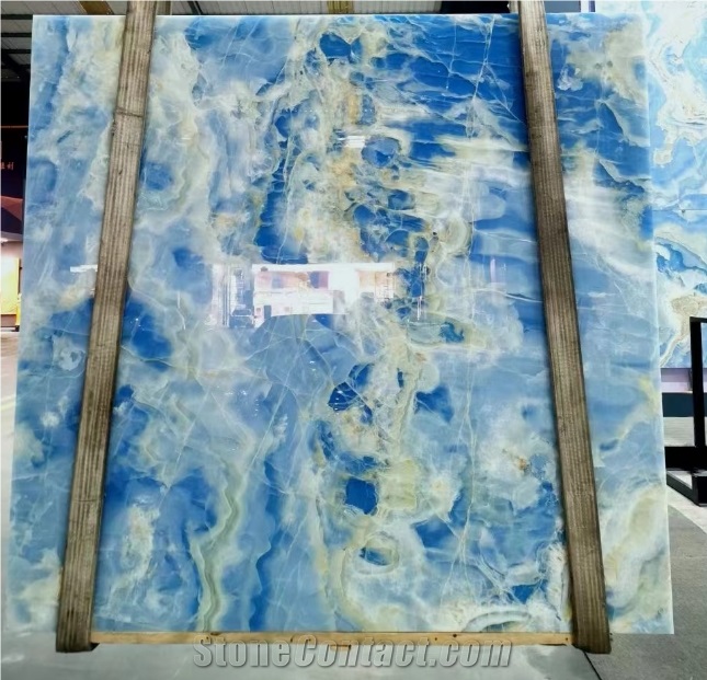Natural Luxury Blue Onyx Slabs Ocean Blue Onyx Tile