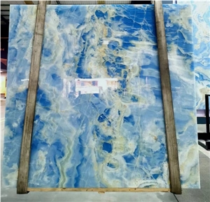 Natural Luxury Blue Onyx Slabs Ocean Blue Onyx Tile