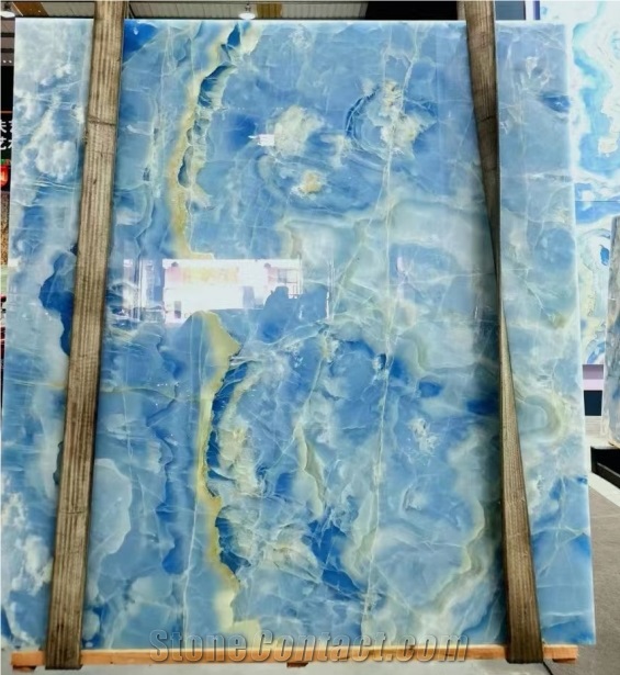 Natural Luxury Blue Onyx Slabs Ocean Blue Onyx Tile