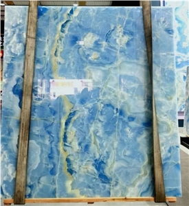Natural Luxury Blue Onyx Slabs Ocean Blue Onyx Tile
