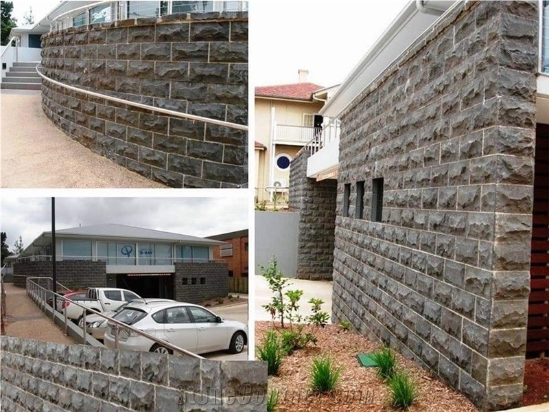 Indian Basalt Rockface Mushroom Finish Stone Wall Cladding