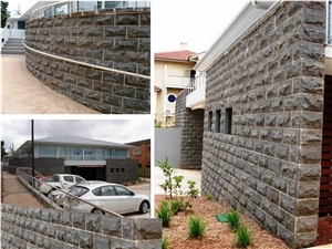 Indian Basalt Rockface Mushroom Finish Stone Wall Cladding
