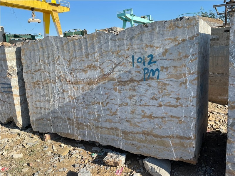 Black Gold And White Veins Marble, Portoro Marble Blocks