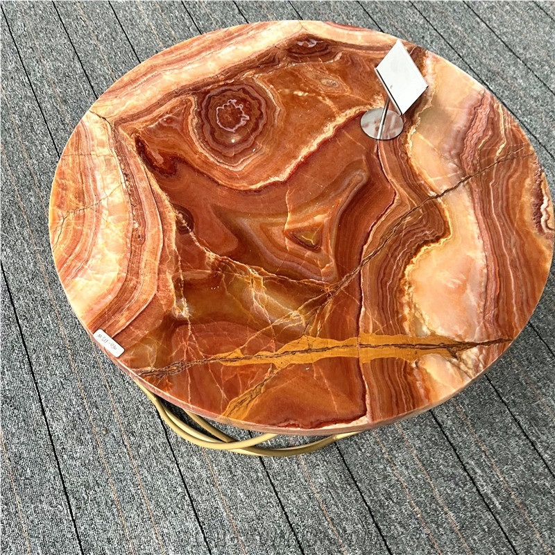 High Quality Red Onyx Luxury Round Coffee Table Home Decor