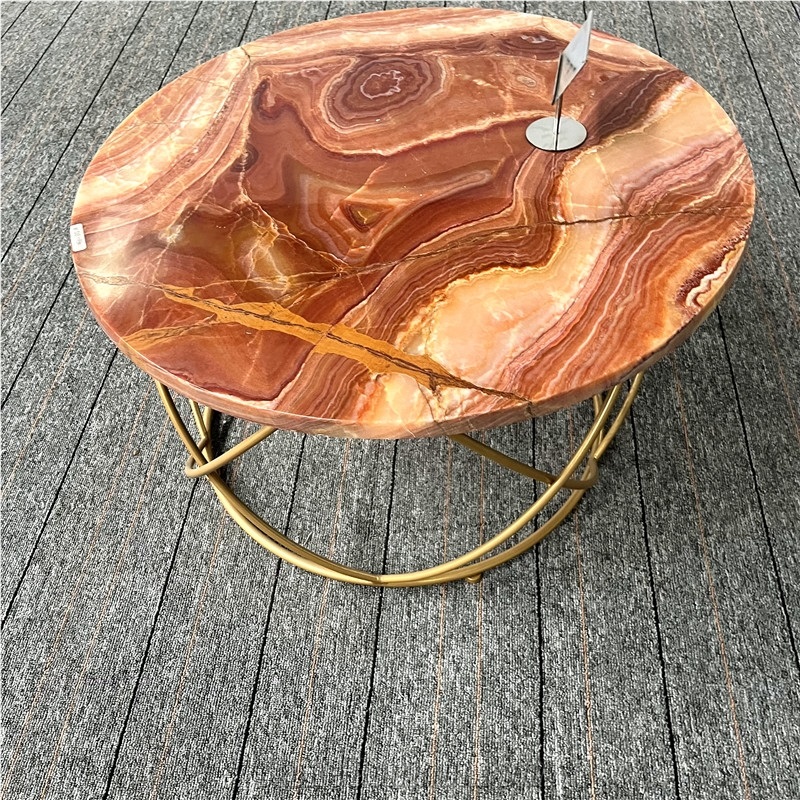 High Quality Red Onyx Luxury Round Coffee Table Home Decor