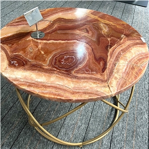 High Quality Red Onyx Luxury Round Coffee Table Home Decor