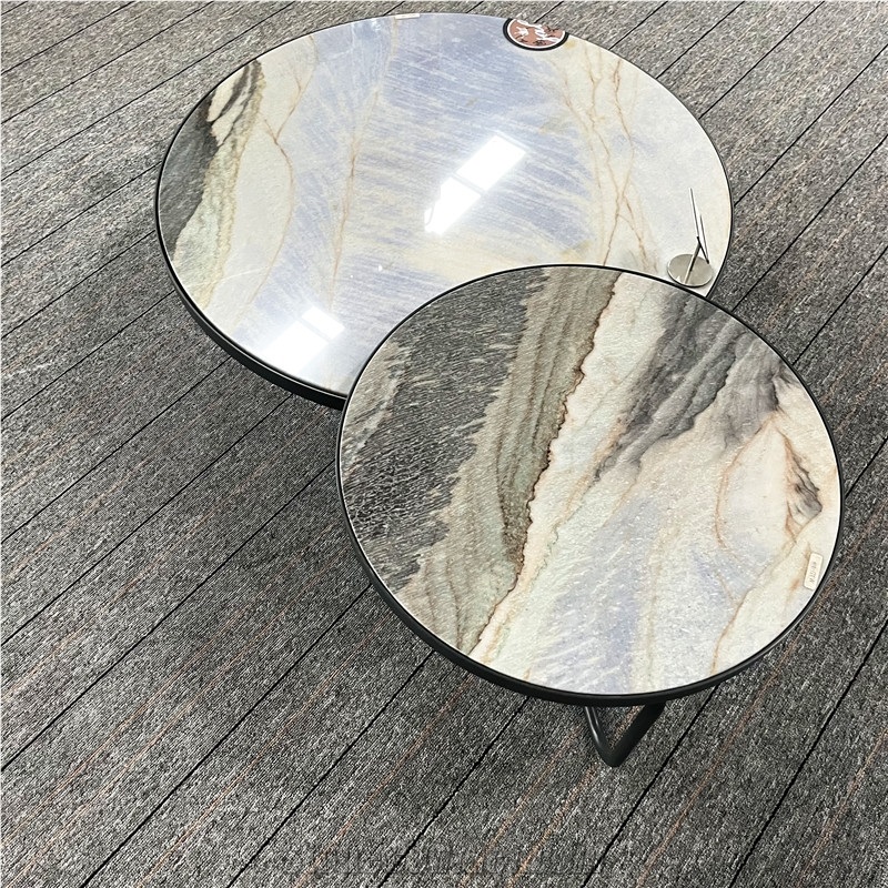 Luxury Stone Round Coffee Table Set For Living Room Decor