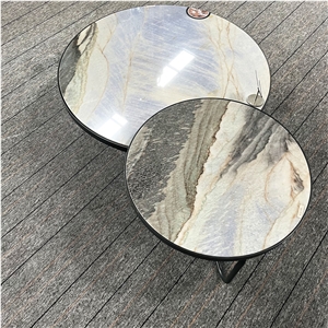 Luxury Stone Round Coffee Table Set For Living Room Decor