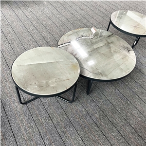 Luxury Stone Round Coffee Table Set For Living Room Decor