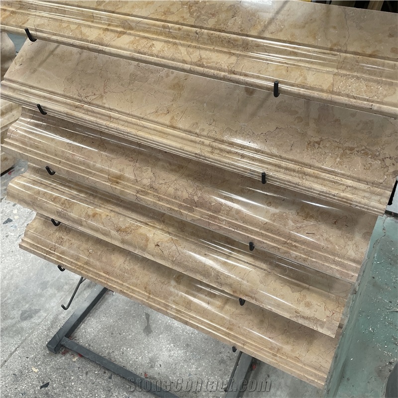 New Design Beige Marble Skirting Board With Beautiful Edge