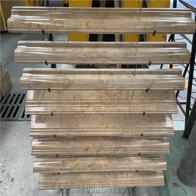 New Design Beige Marble Skirting Board With Beautiful Edge