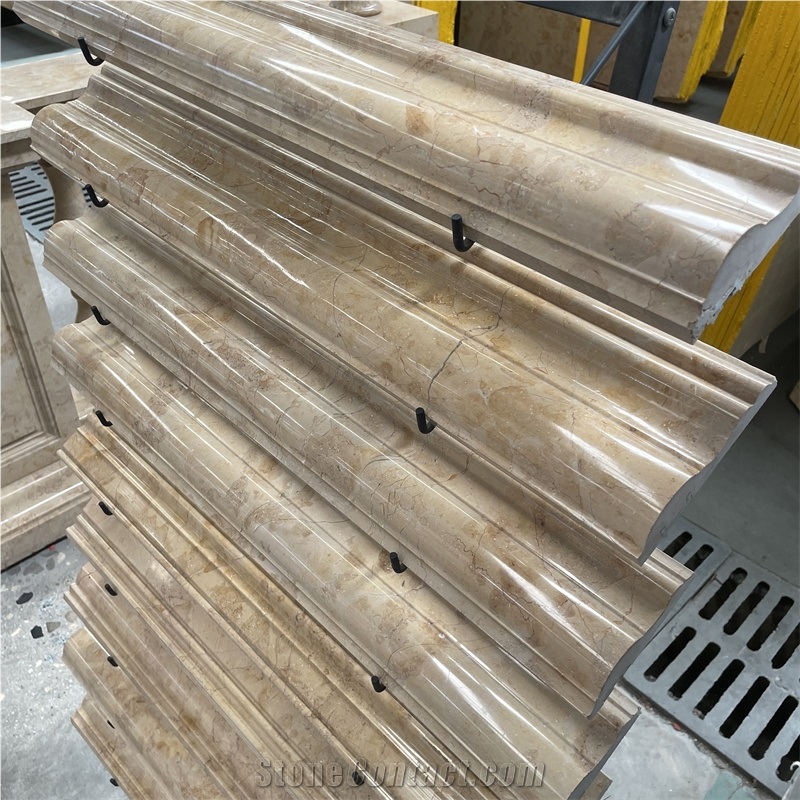 New Design Beige Marble Skirting Board With Beautiful Edge