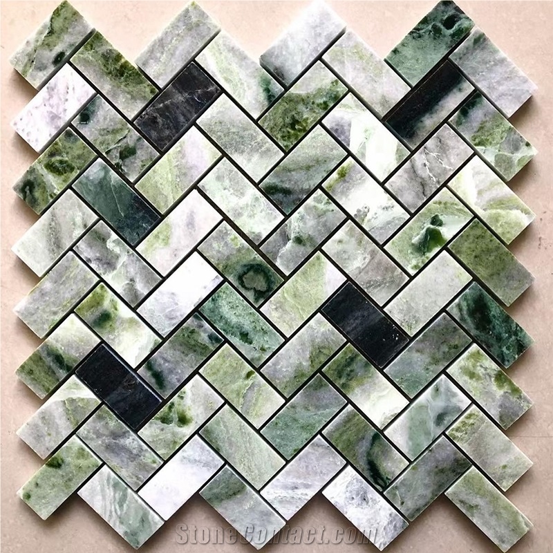Top Quality Dark Green Marble Mosaic Tile For Wall And Floor
