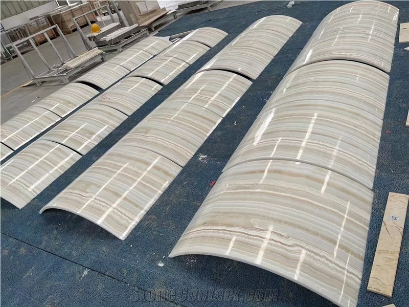 Art Stone Hollow Column Ivory Onyx Veneer Column Wrap Piece