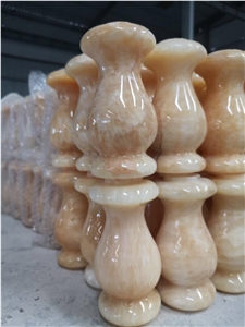 Art Stone Hollow Column Ivory Onyx Veneer Column Wrap Piece