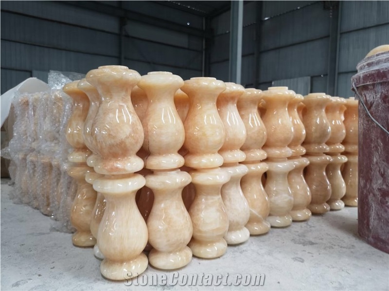 Art Stone Hollow Column Ivory Onyx Veneer Column Wrap Piece