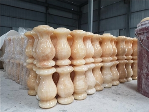 Art Stone Hollow Column Ivory Onyx Veneer Column Wrap Piece
