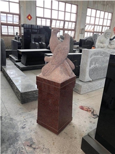 Carved Stone Angel Monument Black Granite Heart Tombstone