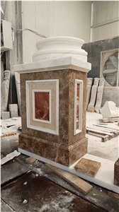 Carved Stone Column Marble Carrara Hollow Roman Column Piece Carved Stone Column Marble Carrara Hollow Roman Column Piece