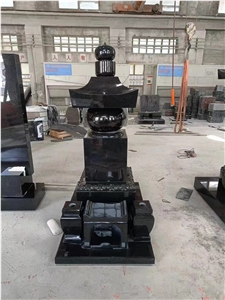 Japanese Style Tombstone Granite Shanxi Black Asian Monument