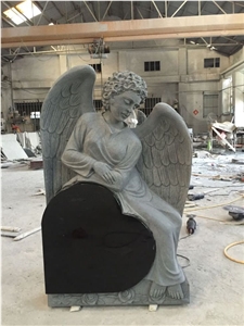 Marble Design Angel Monument Stone Carrara Upright Headstone