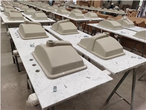 Prefab Marble Carrara Bath Countertop With Undermounted Sink