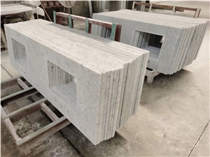 Prefab Marble Carrara Bath Countertop With Undermounted Sink