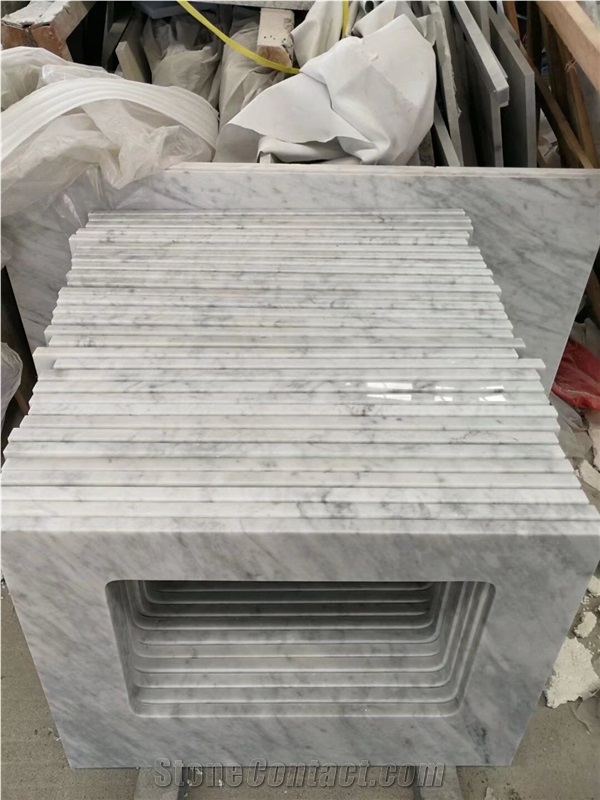 Prefab Marble Carrara Wide Open Sink Residential Vanity Tops