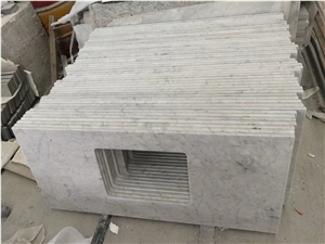 Prefab Marble Carrara Wide Open Sink Residential Vanity Tops