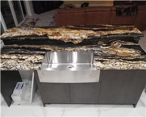 Prefab Stone Kitchen Countertop Granite Taurus Gold Bar Tops