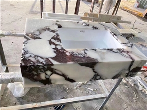 Prefab Stone Vanity Bath Tops Marble Calacatta Viola Counter