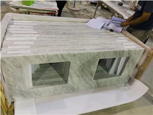 Prefab Stone Vanity Tops Marble Carrara Double Sink Bath Top