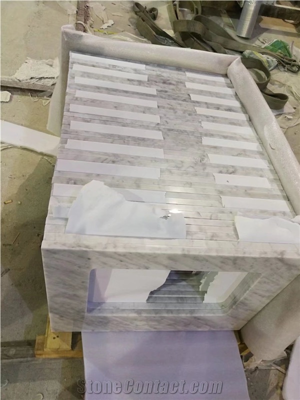 Prefab Stone Vanity Tops Marble Carrara Double Sink Bath Top