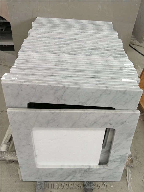 Prefab Stone Vanity Tops Marble Carrara Double Sink Bath Top