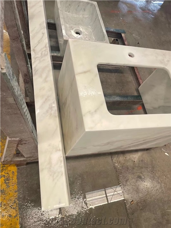 Prefab Stone Vanity Tops Marble Carrara Double Sink Bath Top