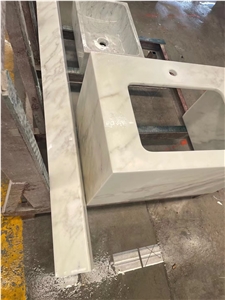 Prefab Stone Vanity Tops Marble Carrara Double Sink Bath Top