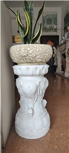 Stone Carved Interior Column Marble Thassos Roman Art Column