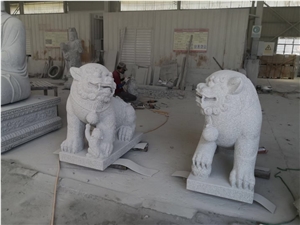 Stone Garden Lions Sculpture Granite Shishi Guardian Statues