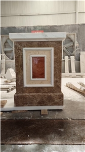 Stone Sculptured Backyard Gazebo Grey Granite Garden Pergola