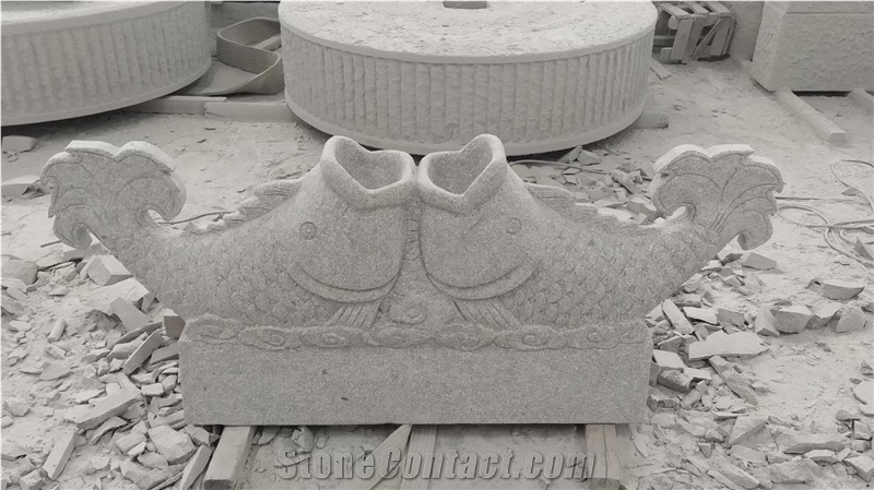 Stone Sculptured Backyard Gazebo Grey Granite Garden Pergola