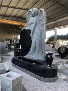 Upright Granite Headstone Mongolia Black Butterfly Monument