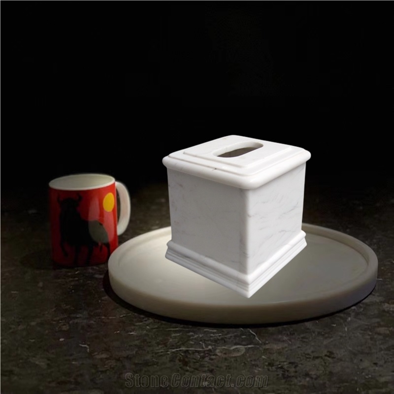 Custom Made White Marble Tissue Paper Holder