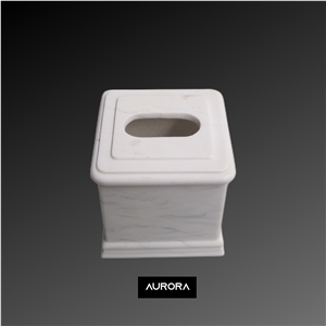 Custom Made White Marble Tissue Paper Holder
