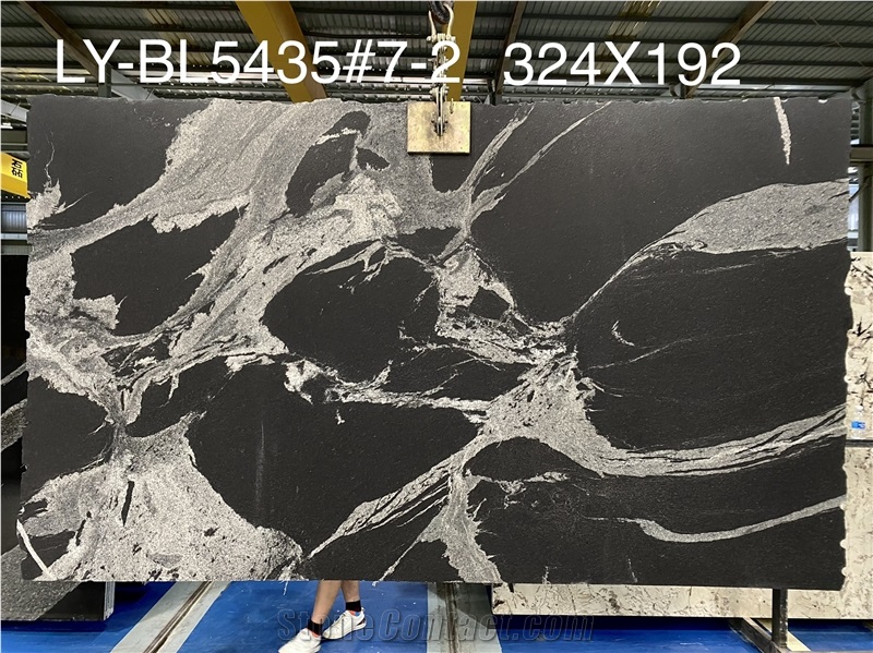 18MM Polished Black Python Granite Slab Tiles Background Wall