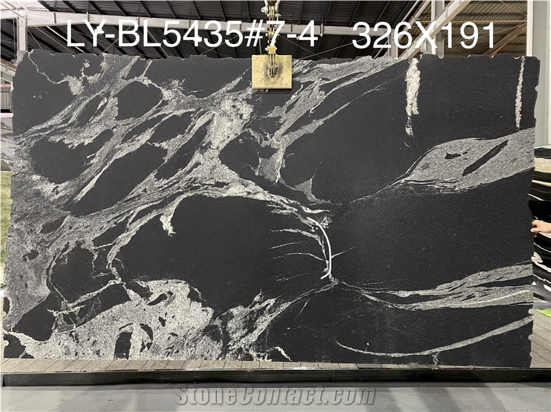 18MM Polished Black Python Granite Slab Tiles Background Wall