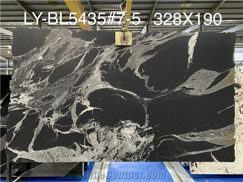 18MM Polished Black Python Granite Slab Tiles Background Wall