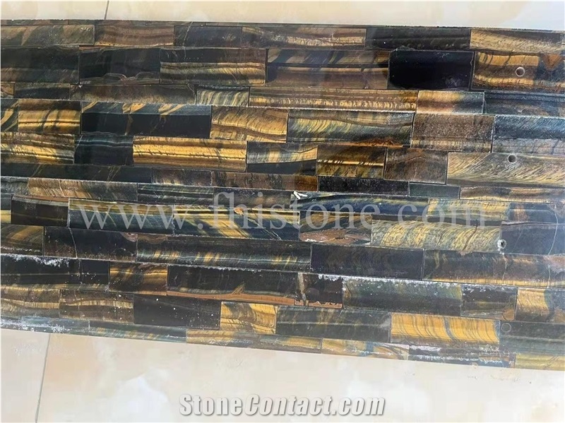Yellow Blue Tiger Eyes Semiprecious Stone Luxury Decoration